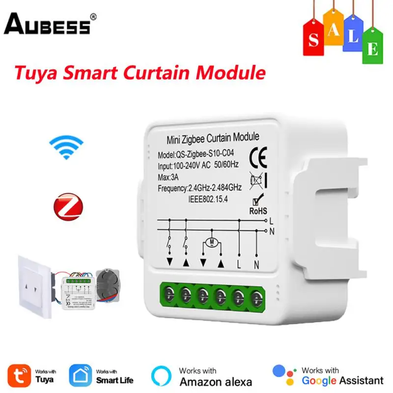 

Модуль занавесок Aubess Tuya Smart WiFi/Zigbee для роликовых затворов, модули автоматизации электродвигателя через приложение, работает с Alexa Google
