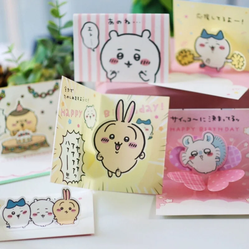 

Cute Chiikawa 3D Pop Up Birthday Greeting Cards Kawaii Anime Character Cartoon Postcard Birthday Gift Blessing Card