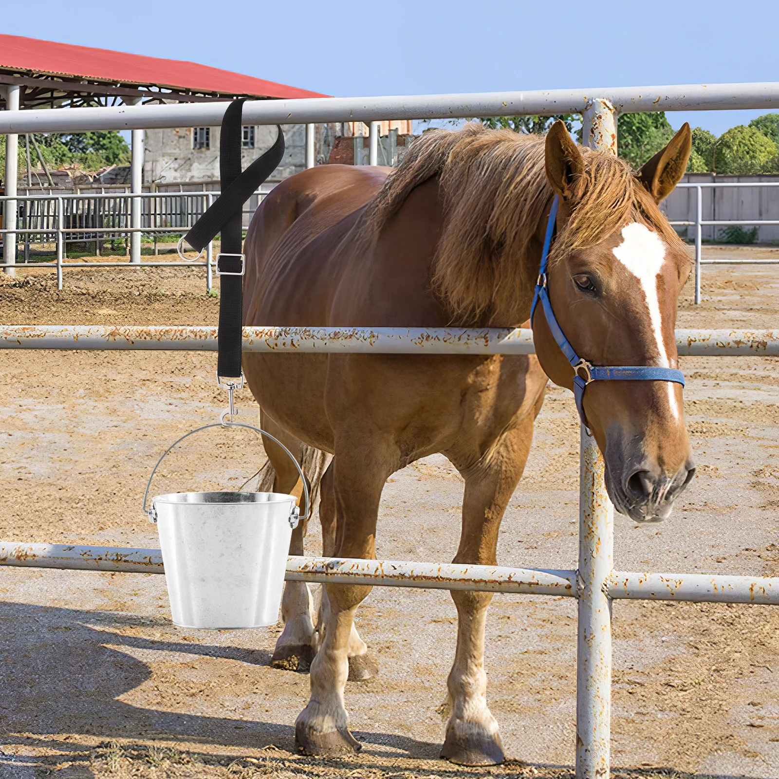 

4Pcs Nylon Bucket Straps for Horse Stalls Adjustable Length Horse Water Bucket Holder Secure Fit for Farm Barn Feeding Supplies