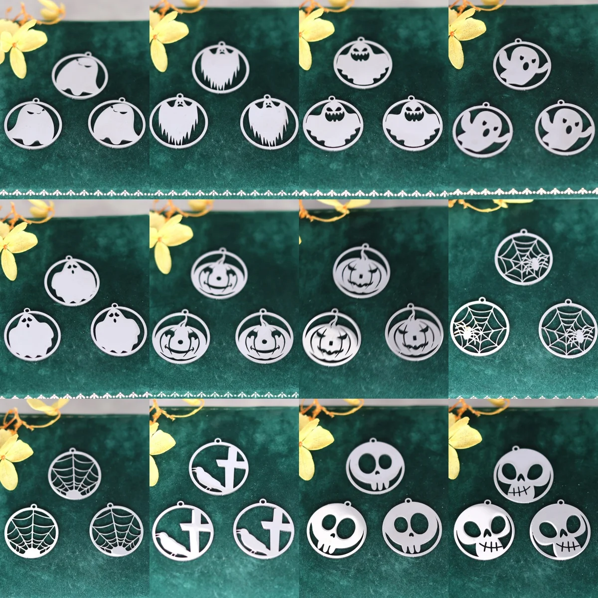 3pcs/lot Stainless Steel Halloween Charms Spider/Skull/Ghost/Pumpkin Fit DIY Jewelry Making Tassels Earrings Bracelets Pendant