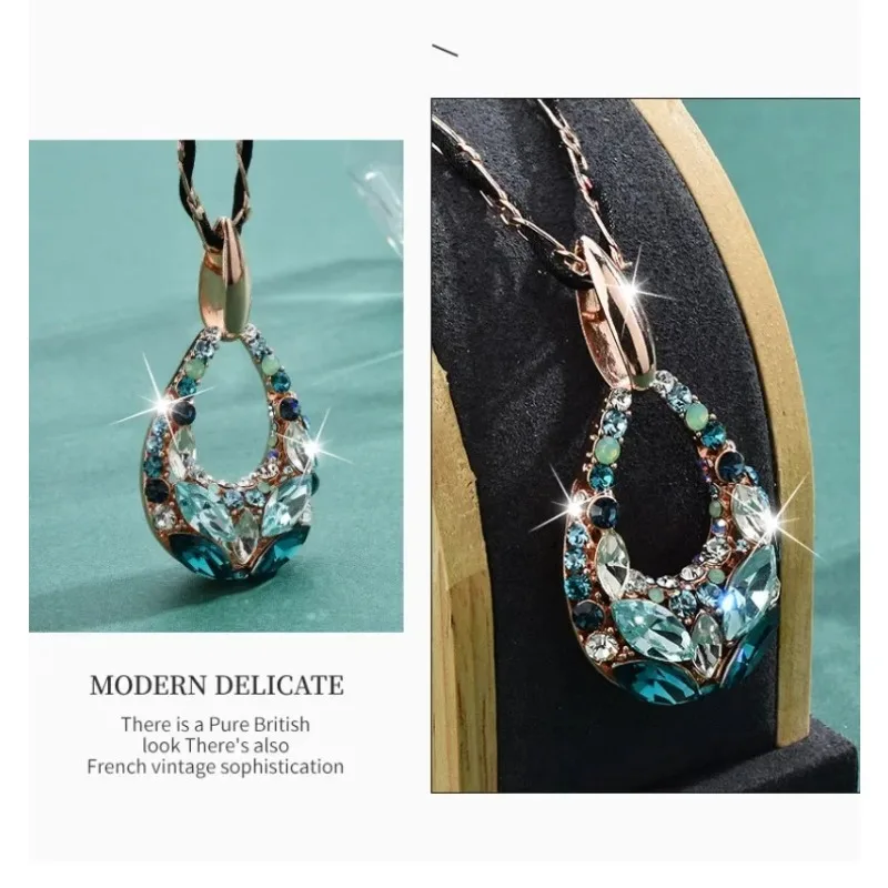 

Water drop crystal sweater chain long necklace, high-end Baroque necklace, versatile and fashionable clothing necklace