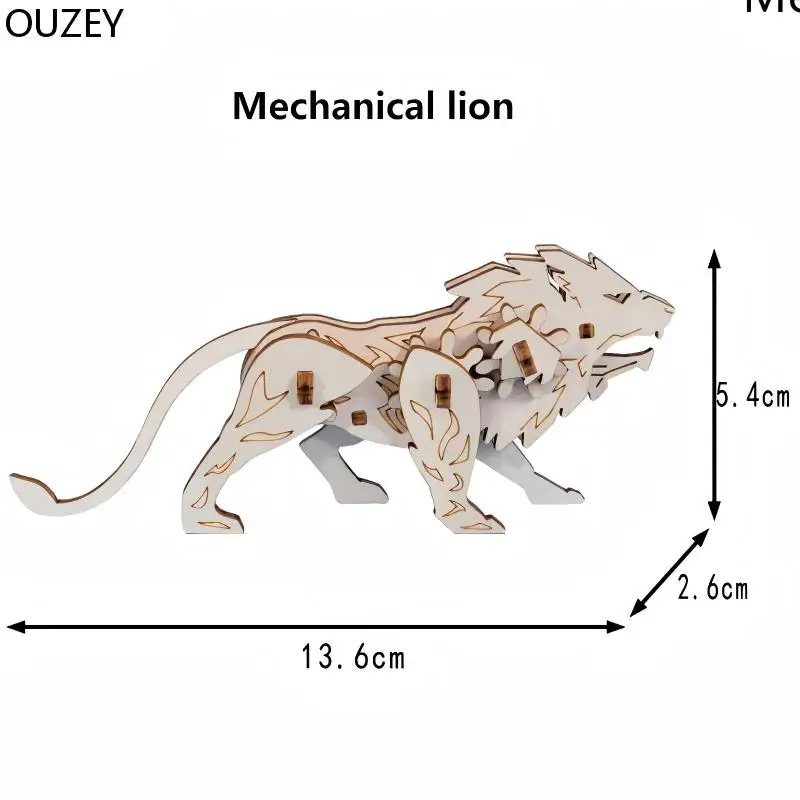 OUZEY 16 مجموعات ثلاثية الأبعاد لغز خشبي نموذج الحيوان ألعاب مونتيسوري للأطفال الحرف الهيكل العظمي الجمعية طقم هدايا بنة خشبية