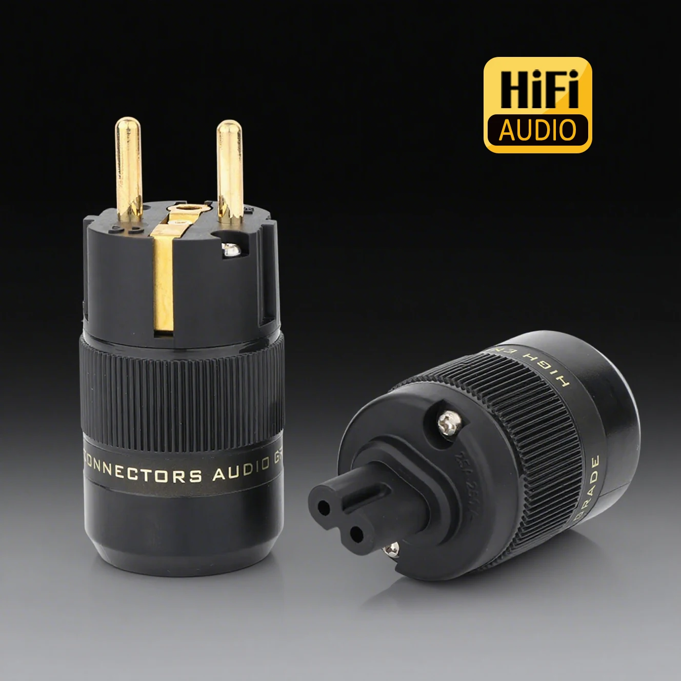 

Pair EU Schuko EU Power Plug Figure 8 C7 Plug Gold Plated C-078 IEC Connector Diy Power Cable