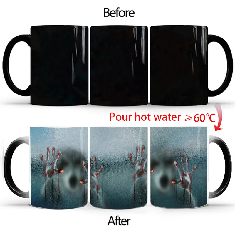 The Walking Dead Coffee Mugs, Heat Color Changing, Milk Tea Cup, Magic Mug, Zombie Head, Halloween Surprised Gift, Drop Shipping