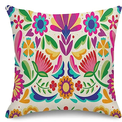 Colorful Ethnic Birds and Flowers Throw Pillow Case Home Decorative Pillow Case Cushion Cover Sofa Linen Square Pillow Case