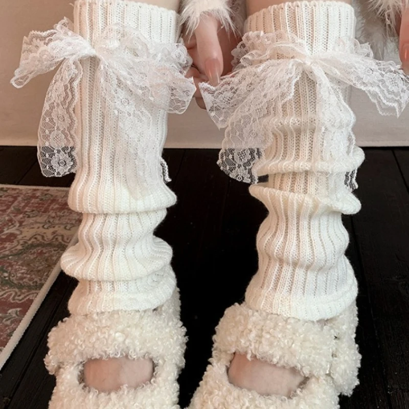 Hot البيع جوارب قطنية المرأة الربيع والخريف لوليتا كومة كومة الجوارب مقوس دانتيل الحلو الباليه نمط محبوك أنبوب طويل العجل