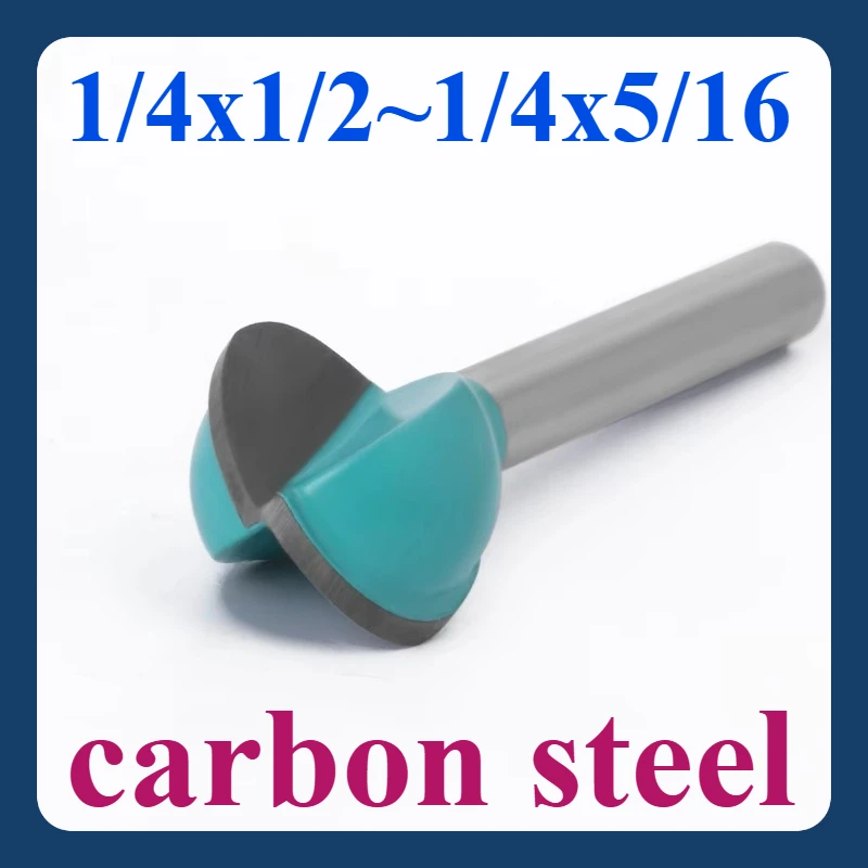 

1/4x1/2~1/4x5/16 Woodworking Carbon Steel Milling Cutter Round Bottom Trimming Straight Knife Grooving Carving Tool