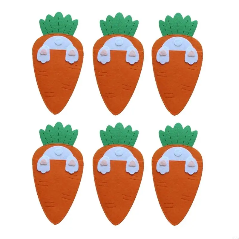 

6pcs Easter Carrot Utensils Pouches Cutlery Holders Add Fun To Holiday Dining