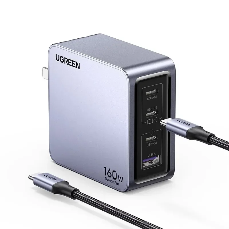 160W GaN Charger Type C QC4.0 3.0 Quick Charge 4-Port PD 3.1 GaN Compact Fast PPS Wall Charger for MacBook Pro