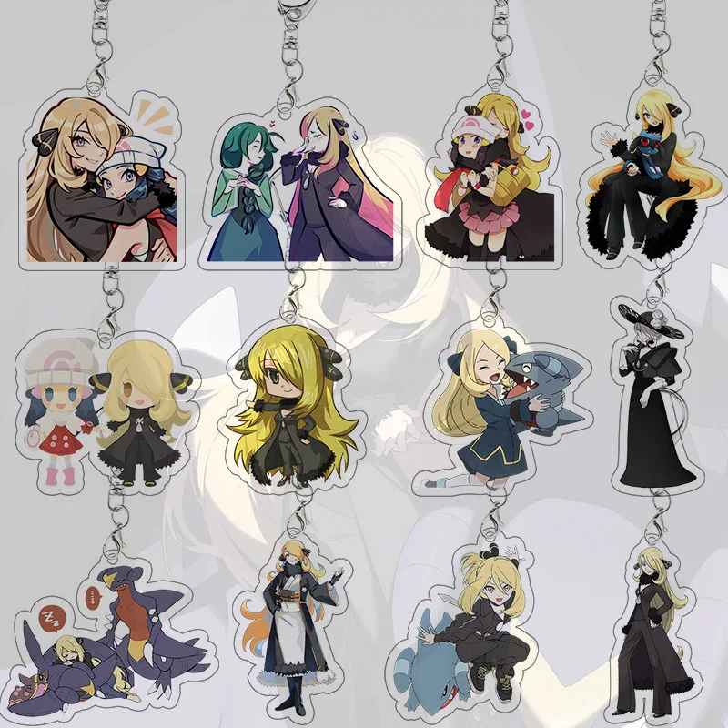 

Cynthia Acrylic Key Pendant Garchomp Bag Decoration Fan Accessories Girl Kawaii Anime Cartoon Doujin First Choice Birthday Gift