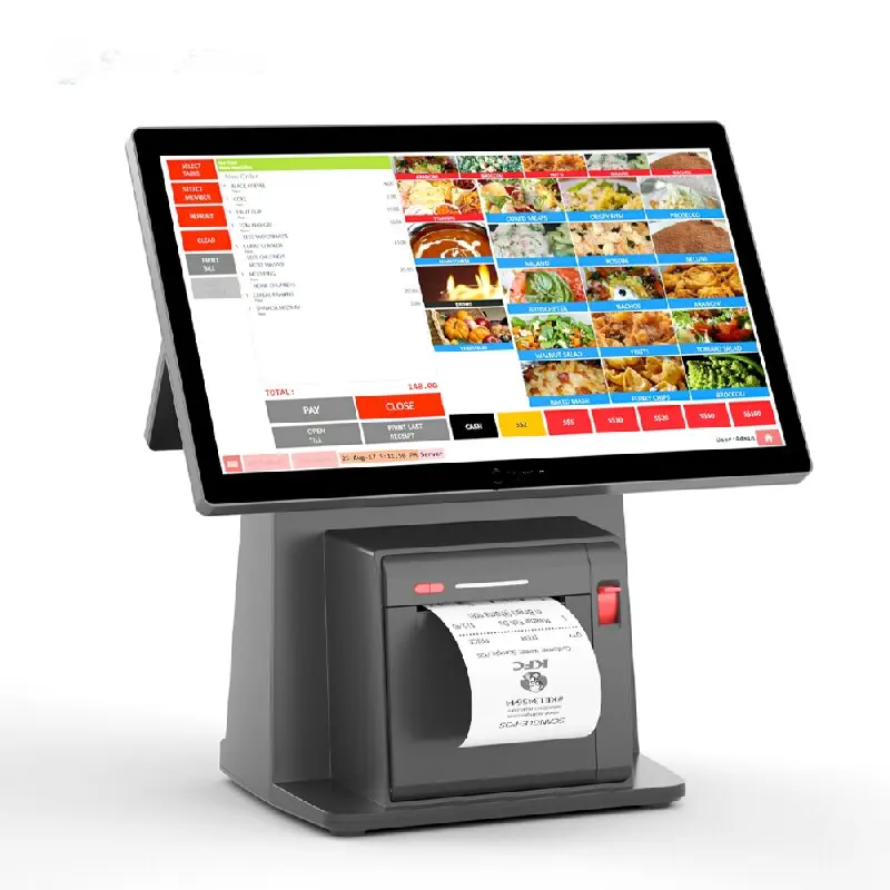 Android 11New 14.1 inch windows touch POS machine internal 80mm printer All In One Pc  scan  function with 7'' customer display