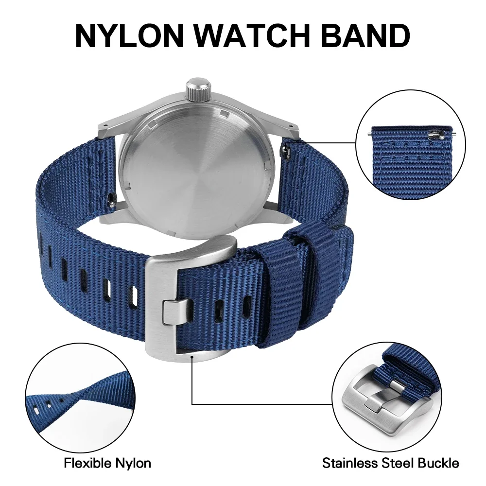 حزام نايلون رياضي عسكري سريع الإصدار 20/22 ملم - حزام قماش منسوج لساعة أوميغا، لساعة هواوي جي تي (رجال)