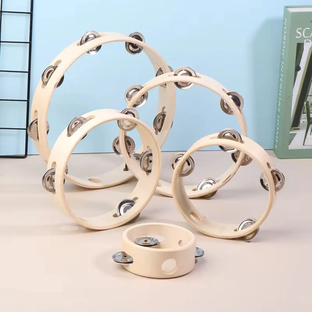 New 4/6/7/8/10 Inch Hand Drums Single Row Orff Musical Instrument Kids Instrument Wooden Rings Wooden Tambourine Education