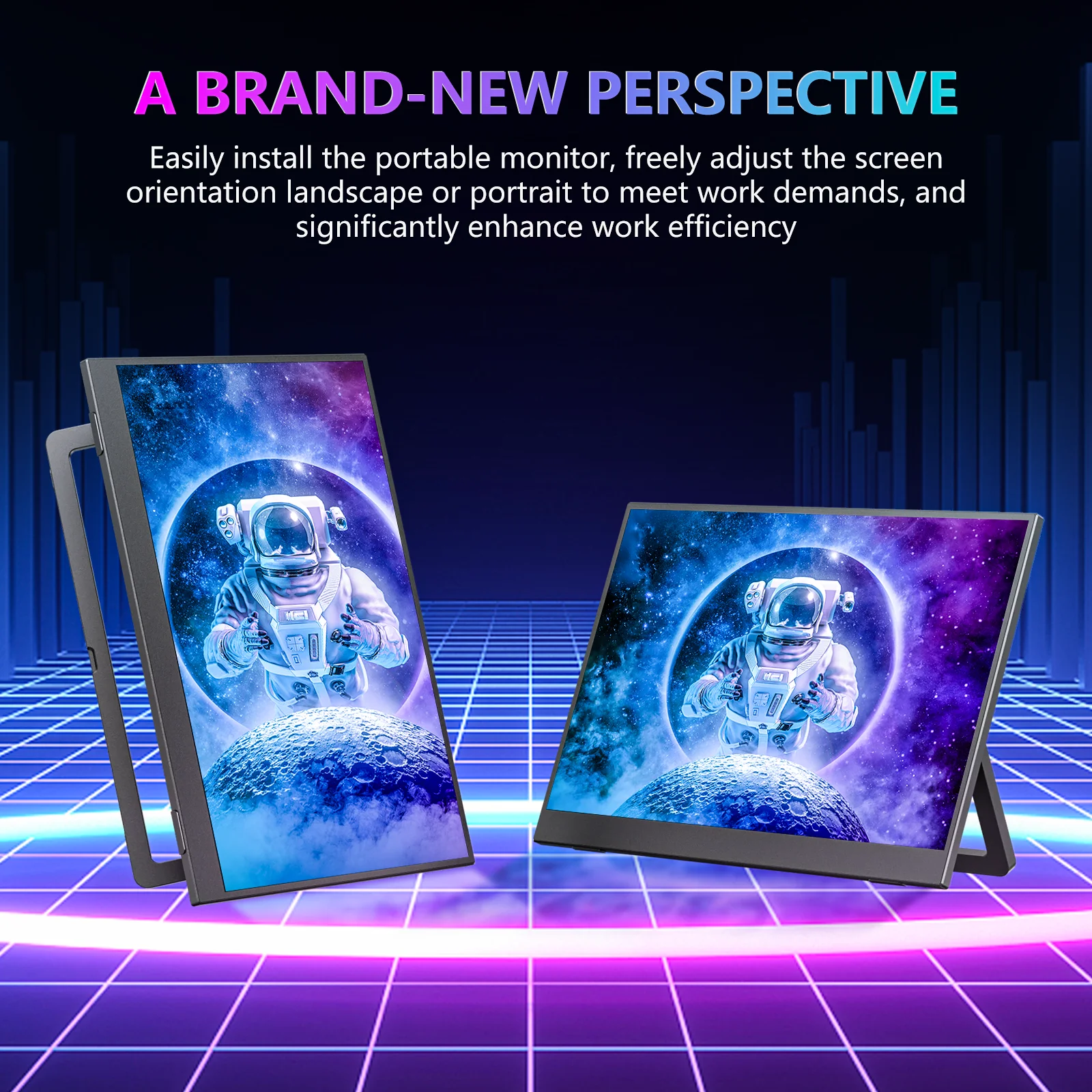 شاشة WUAWE المحمولة مقاس 14 بوصة 1920*1080 USB-C HDMI وشاشة السفر من النوع C، شاشة كمبيوتر ثانية خارجية لهاتف PC Mac #2