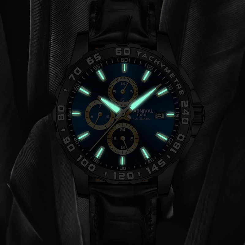 Imagem -05 - Relógio Automático Multifuncional Marca de Luxo Carnaval Novos Relógios Mecânicos para Homem Calendário Luminoso à Prova Dluminous Água Montre Homme