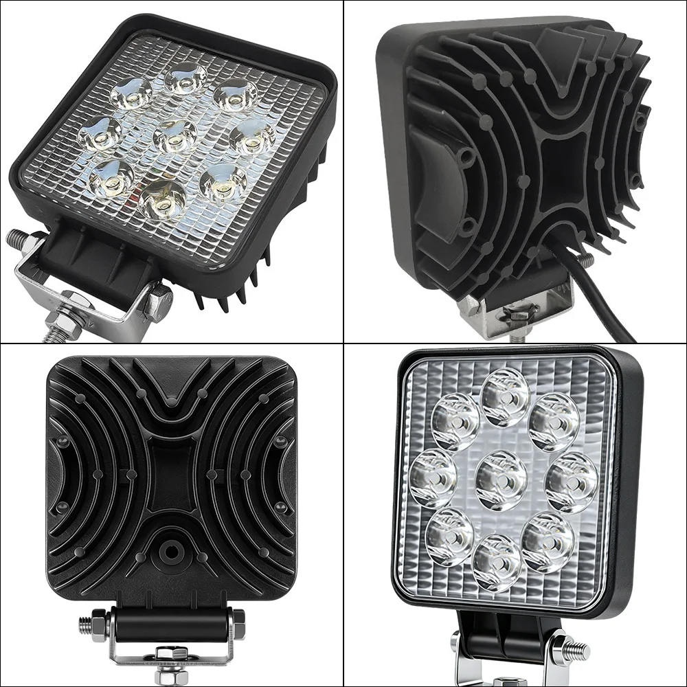 

4-дюймовая квадратная светодиодная рабочая фара 27 Вт для внедорожников, фургонов, джипов, грузовиков, автомобилей, квадроциклов, полноприводных машин, 4x4, домов на колесах, пикапов, тракторов, лодок