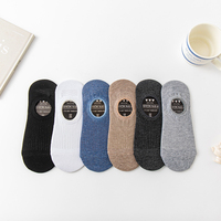 5 Pairs Men Socks Spring Summer Invisible Socks Striped Cotton Non-Slip Silicone Solid Color Business Socks Slippers Boat Socks