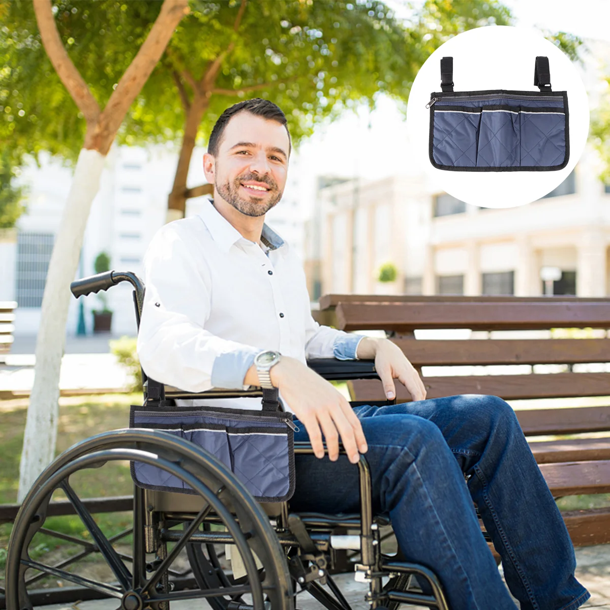 

Wheelchair Storage Bag Carry Pouch Portable Side Tote Arm Rest Organizer