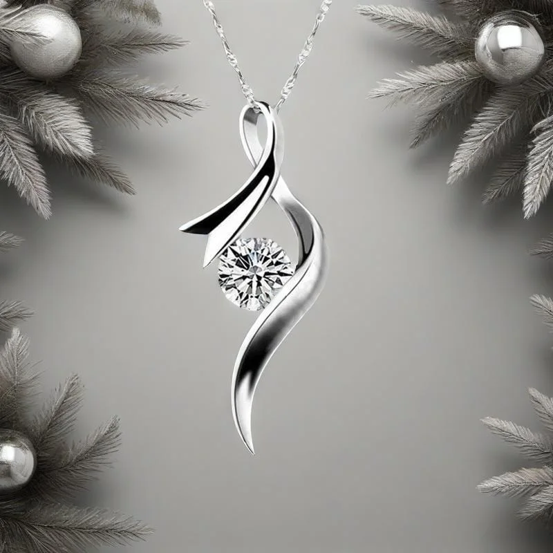 

Простые ожерелья с подвеской из стерлингового серебра 925 пробы с кристаллами кубического циркона для женщин и девочек, свадебные, помолвочные, вечерние, ювелирные изделия, подарки