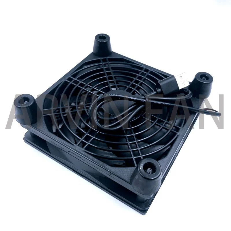 120mm Router Fan DIY PC Cooler TV Box Wireless Cooling Silent Quiet DC 5V USB Powe 120x25mm 12CM W/Screws Protective Net