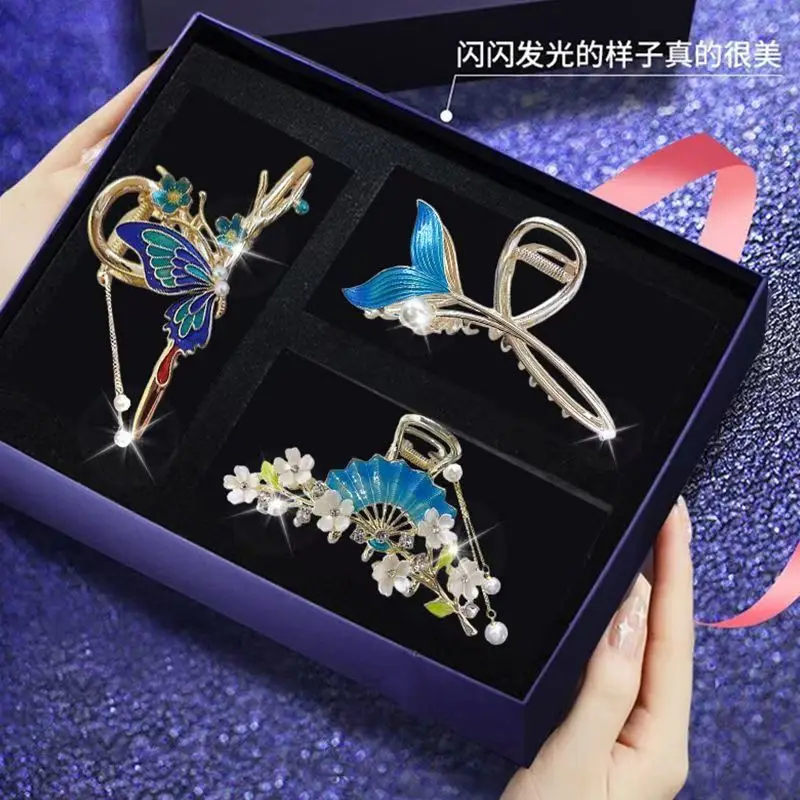 Vintage Oriental Butterfly Hair Clips Set for Updo Hair Elegant Hairpins Gift for Her Adjustable Secure Hold Women Accessories