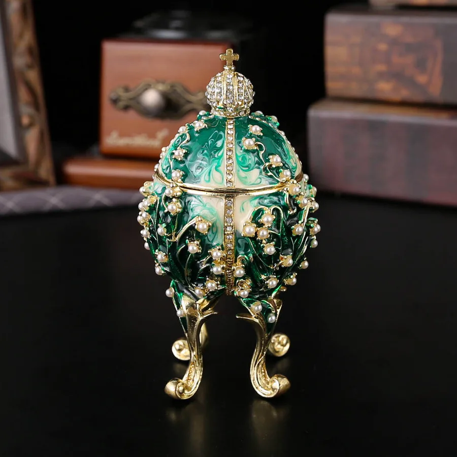 

Castle Diamond Egg Enamel Jewelry Box - Retro Decorative Enamel Egg Ornament