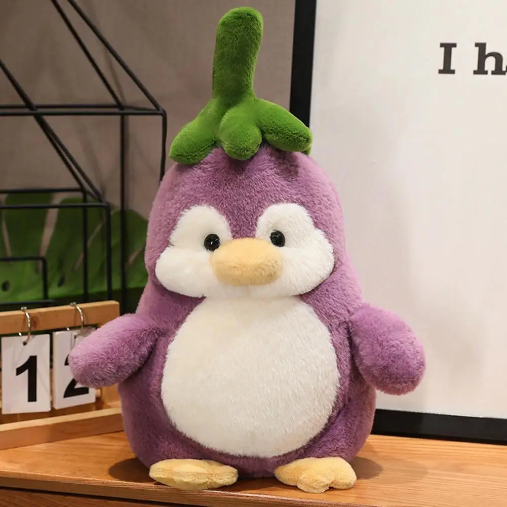 25 cm schattige pinguïn knuffel getransformeerd aubergine pinguïn pop zacht knuffeldier speelgoed cadeau voor meisjes kinderen verjaardag home decor