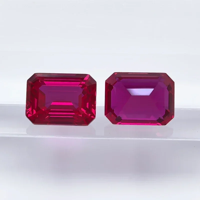

Top Quality Laboratory Ruby Rubellite Color Emerald Cut Extremely Shiny Quality Advanced Charms Jewelry DIY Rings Earrings Makin