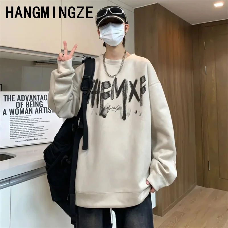 Korean New Style Printed Autumn And Winter Sweatshirt For Men 2024 Spring And Autumn Korean Style New Round Neck Loose Top Trend