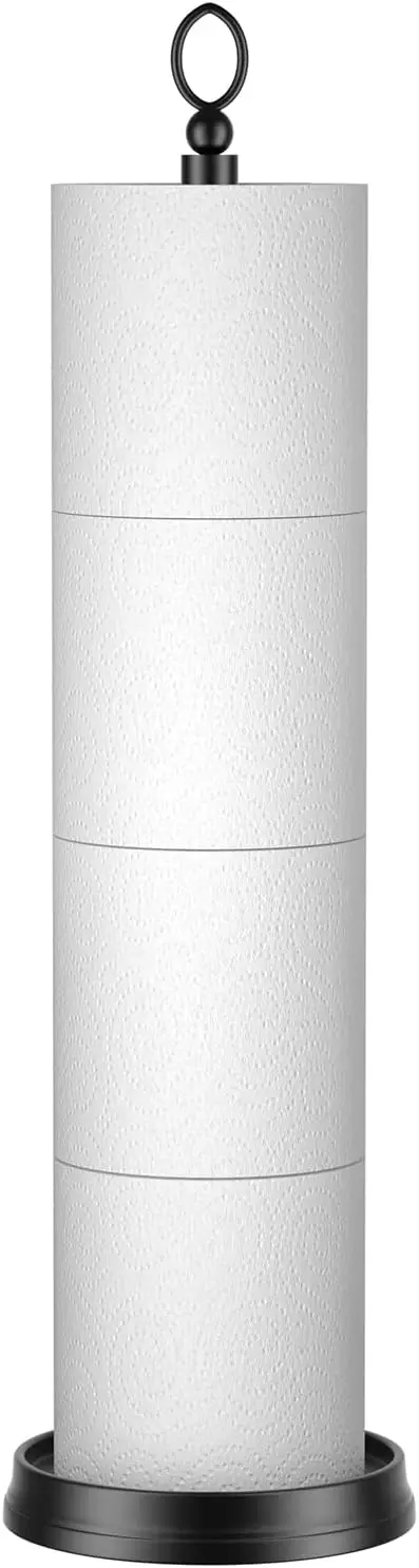

Heavy Weighted Toilet Paper Holder with Reserve Function, Freestanding Spare Roll Storage Stand for Bathroom, 22.5" Tall, Matte
