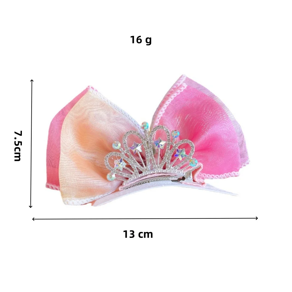 الباستيل قوس قزح فيونكات شعر التدرج اللون الأميرة تاج مقاطع الشعر الدائمة Bowknot دبوس الشعر الاطفال باريت الكورية إكسسوارات الشعر