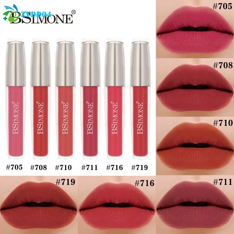 ● ملمع شفاه مطفي من بيسيمون، أحمر شفاه مقاوم للماء، مرطب، طويل الأمد، لا يلتصق بالكوب، لون عاري، هدايا لعيد الميلاد وعيد الحب