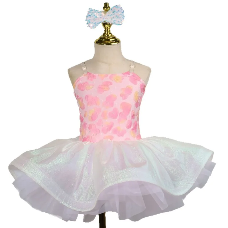 ชุดเดรสแขนพองโปร่งใสสำหรับเด็กผู้หญิง ชุดบัลเล่ต์ ชุดแสดงเต้นรำอนุบาล ชุดเจ้าหญิง เสื้อผ้าเด็ก