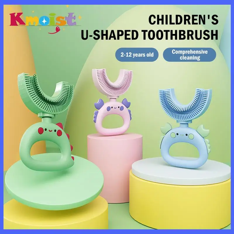 

Children Toothbrush 360Degree U-Shaped Child Protective Toothbrush Teethers Brush Cartoon Silicone Kids Teeth Oral Care Cleaning