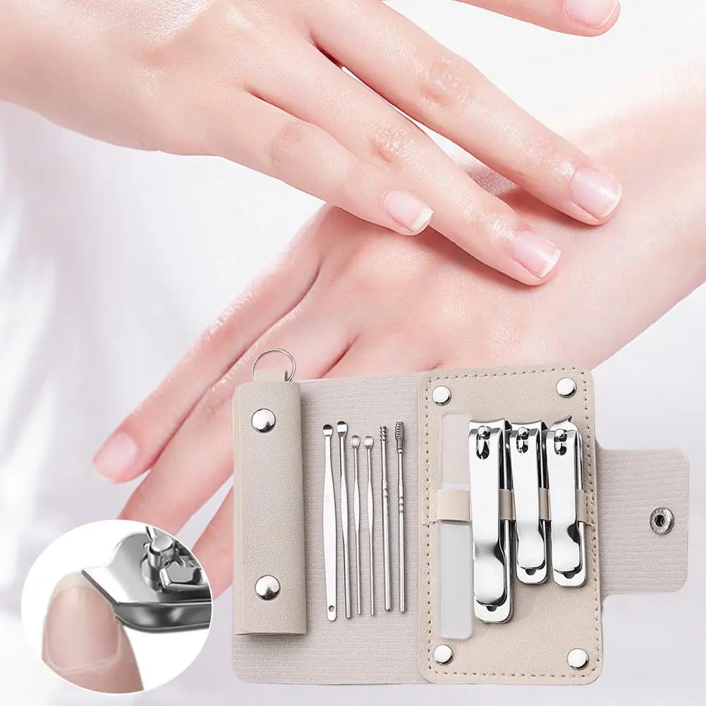 Set di manicure portatili da 10 pezzi Kit per pedicure Set di tagliaunghie nero brillante Strumenti per la cura personale Forbici ﻿