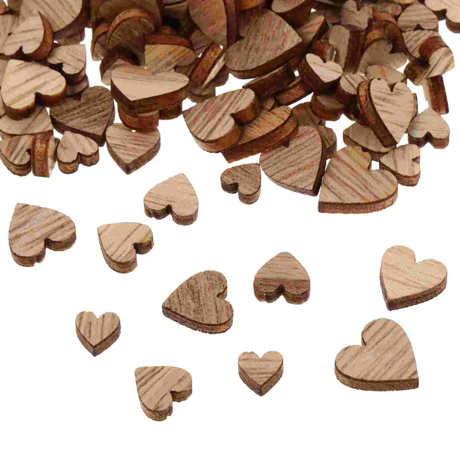 100 Pcs Heart Shaped Wood Patch Plate Ornaments for Crafts Decorations Hearts Wooden Valentine Retro