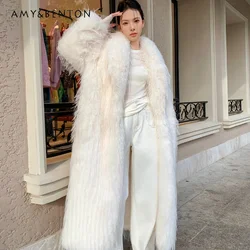 Long-haired Windbreaker Imitation Fur Performance Suit Beach Wool Jacket Lapel Coat Long-sleeved Street Belt Chaquetas De Mujer