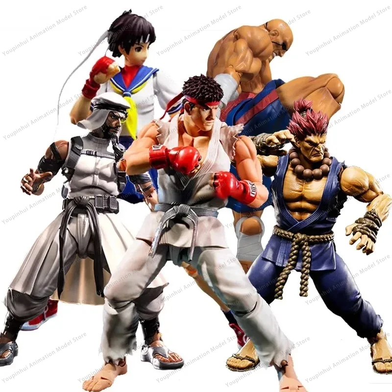 Stock Original BANDAI S.H.F. Street Fighter Chun-Li Ryu Ken Balrog Gouki Guile BLANKA Rashid Boxer Model Toy Collection