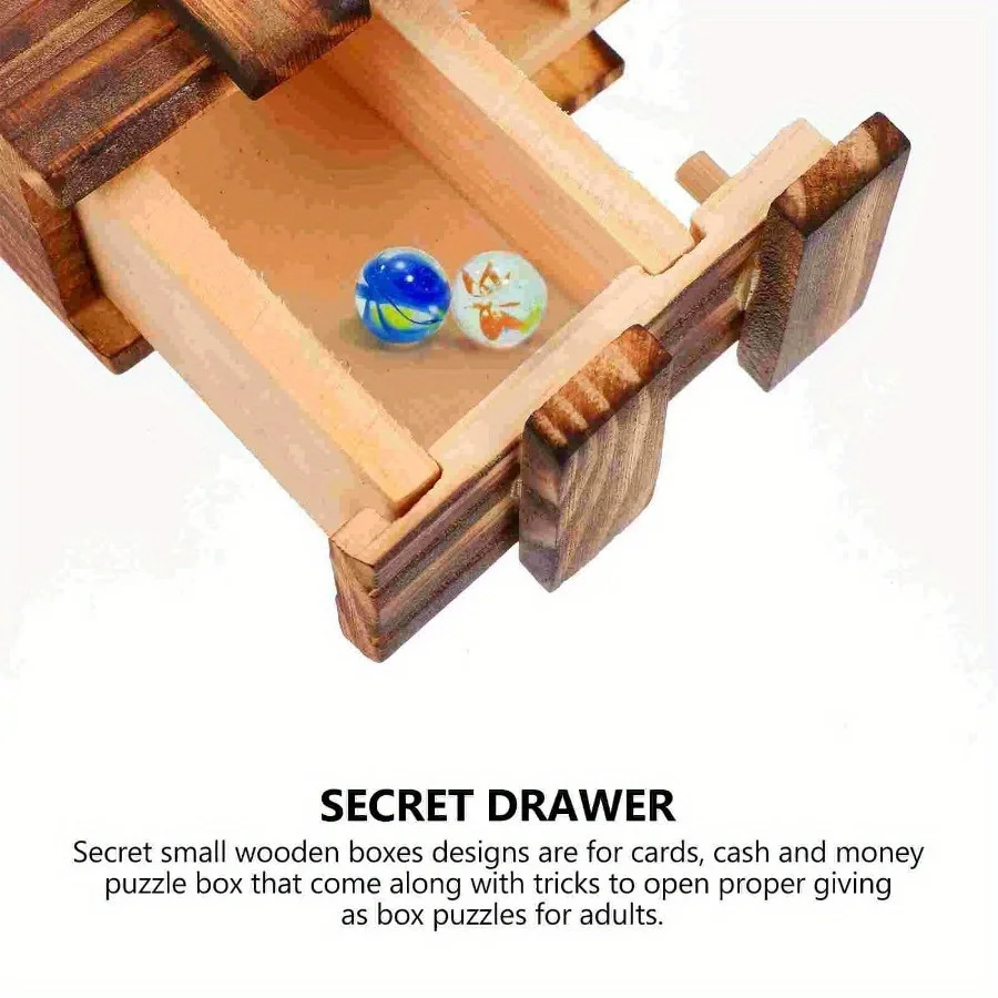 1 Stück/2 Stück Vintage-Puzzleschachtel aus Holz – 3D-Rätsel mit verstecktem Fach, ideal für Geschenke, Schmuck und Geldaufbewahrung – A – Detail 6