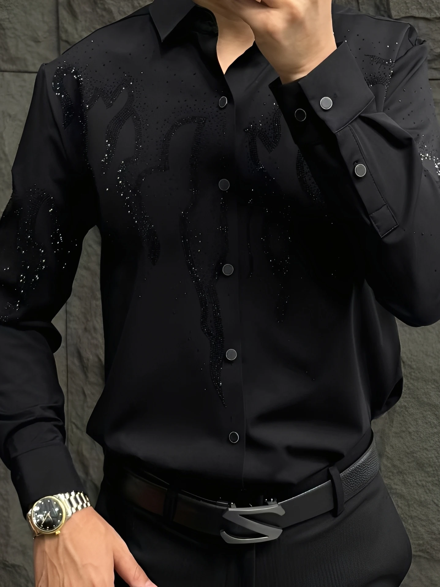 

Men's Long Sve irt Slim Fit Comfortable Faionable Korean Sle Casual Wear Polyester Fabric Autumn Season Simple Design