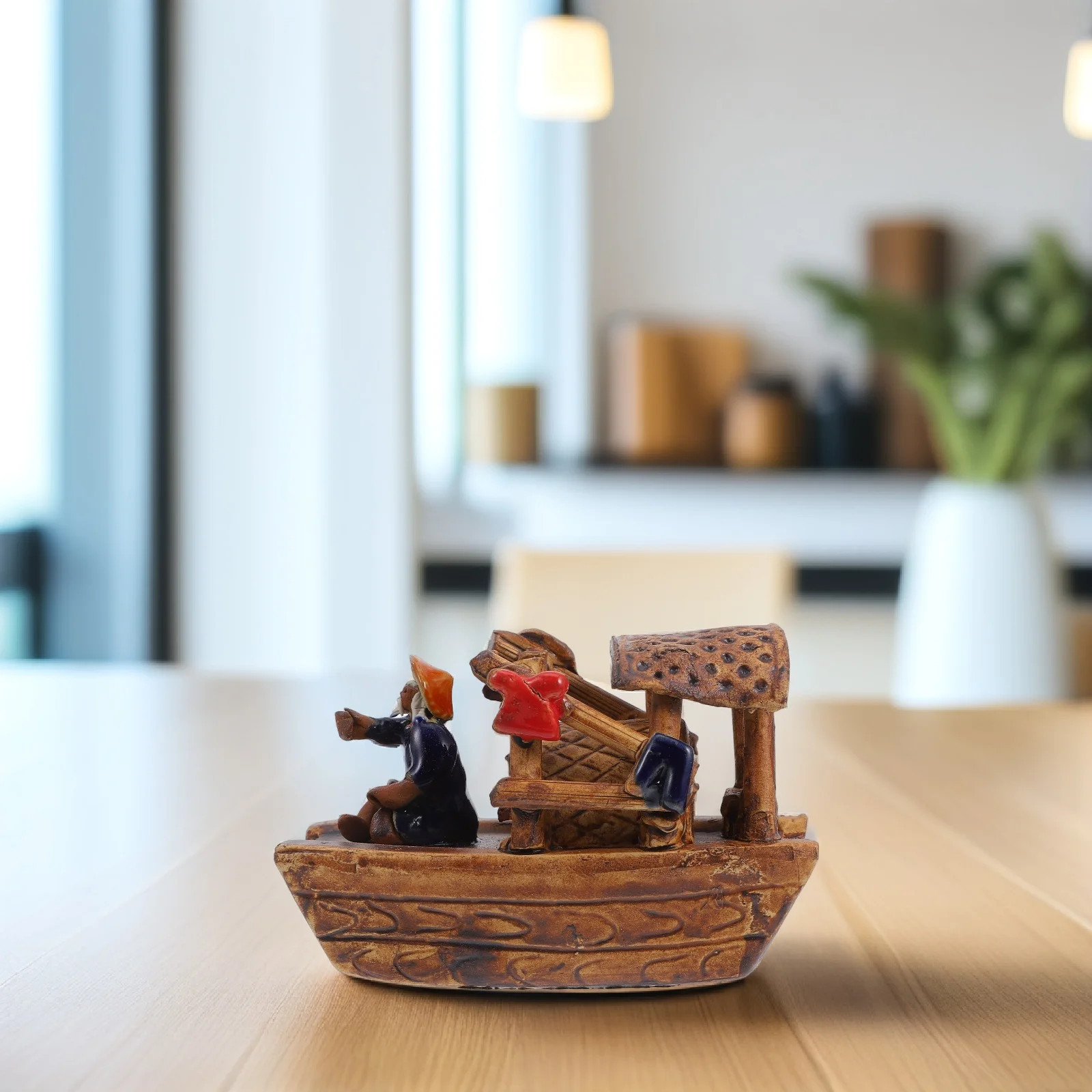 

1Pcs Miniature Ceramic Boat for Aquarium Landscaping Decor - Vintage Style Craft Ornament Home Garden Artware Fish Tank