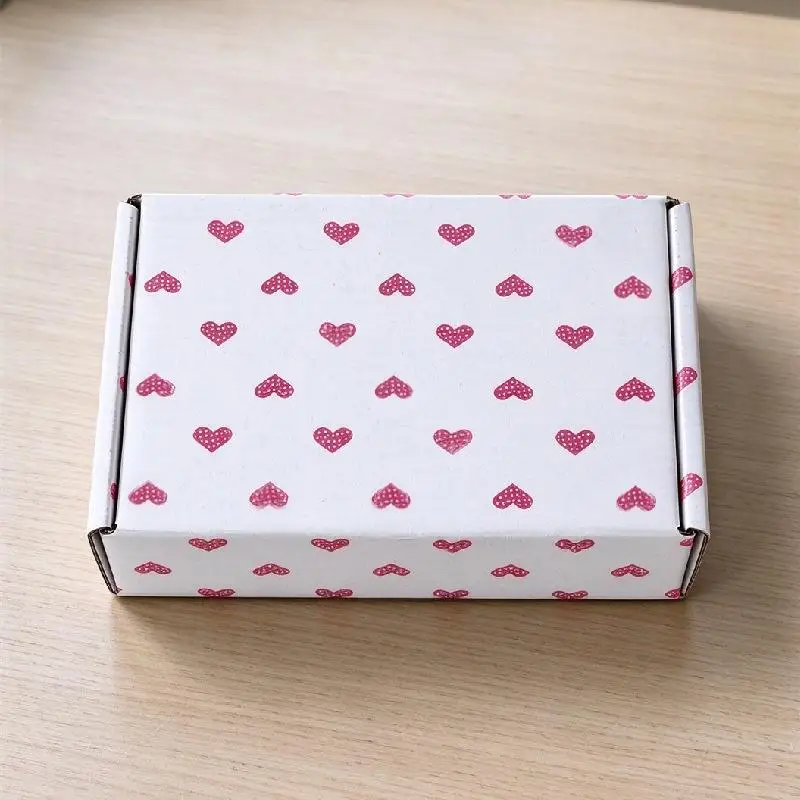 10Pcs Cute Heart Bow Design Corrugated Shipping Boxes Sturdy for Small Business Return Gift Mailing Delivery