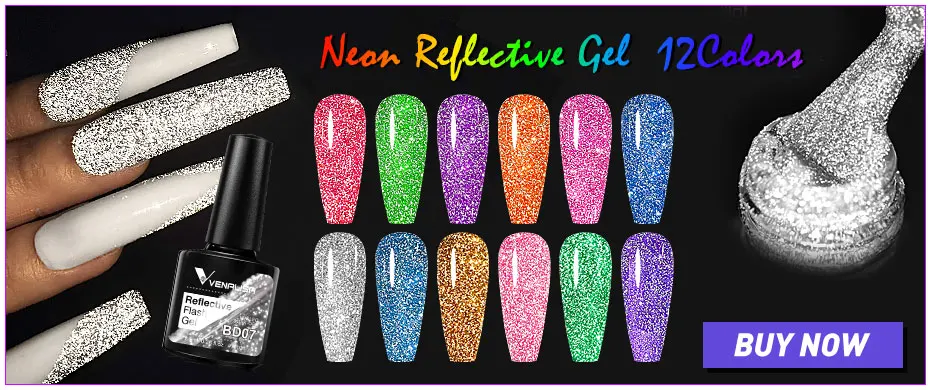 Venalisa Reflektierender Glitzer-Nagelgel-Nagellack, Neonfarbe, vollständige Abdeckung, Pigment, Nagelkunst, Maniküre, Soak Off, Emaille, UV-Gel-Lack – Detail 1