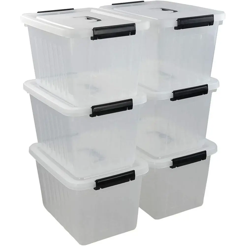 

6-Pack Clear 12-Quart Plastic Storage Boxes with Handles