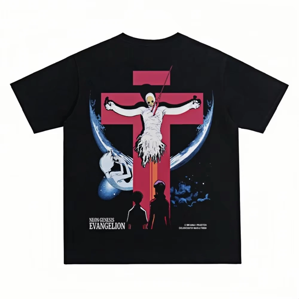2026 Neues Evangelion EVA Zweiter Engel Anime Bedrucktes Kurzarm-T-Shirt für Herren und Damen, Herren-Top, Sport-T-Shirt