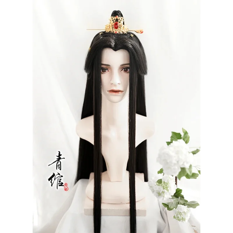 Anime Heaven Benedizione ufficiale Costume Cosplay Xie Lian Parrucca Capelli neri Tian Guan Ci Fu Hanfu Parrucche Uomo Halloween Han Fu