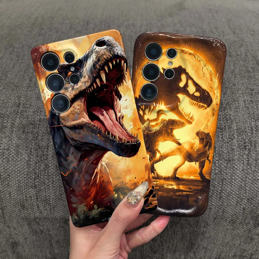 Dinosaur Sunset Fight Pattern Cover For Samsung Galaxy S26 S25 S24 S23 S22 FE Plus Ultra Feilin Phone Case Wave Oil Phone Case