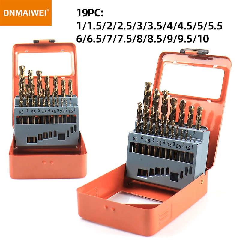 M35 HSS-CO 5% Cobalt Twist Drill Bit Set Metric Straight Shank Set With Metal Case For Stainless Steel Wood Metal Drilling