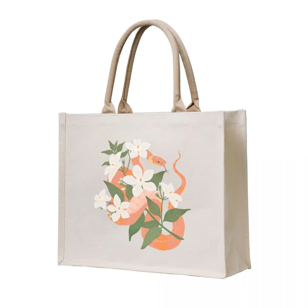 

Sampaguita and Snake Tote Bag reusable shopping bag Shopper handbag large tote bag