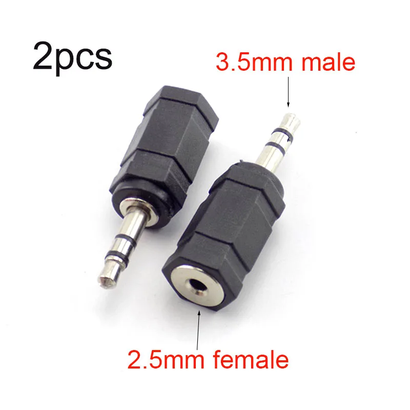 2pcs Stereo Jack Male Plug 3.5mm to Female Plug 2.5mm Converter For Audio PC Phone Headphone Earphone Adapter Cable Jack B4